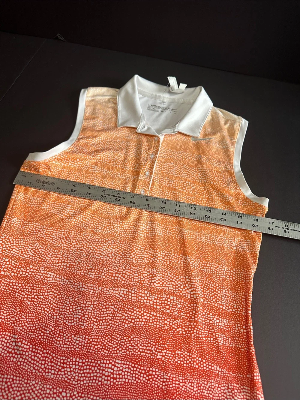 Nike Women’s Orange to Red Ombre Sleeveless Polo with White Collar